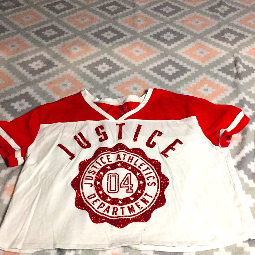 Justice red glittery crop top